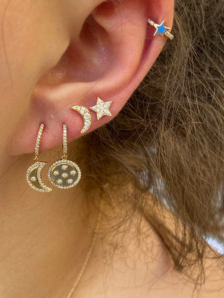 Diamond Moon & Star Earrings