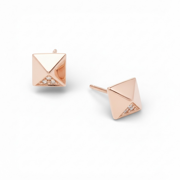 Rose Gold Pyramid Studs
