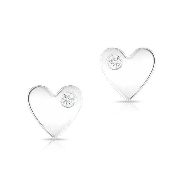 Single Diamond Heart Earrings