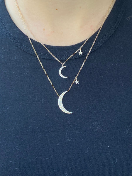 Small Moon and Star Necklace