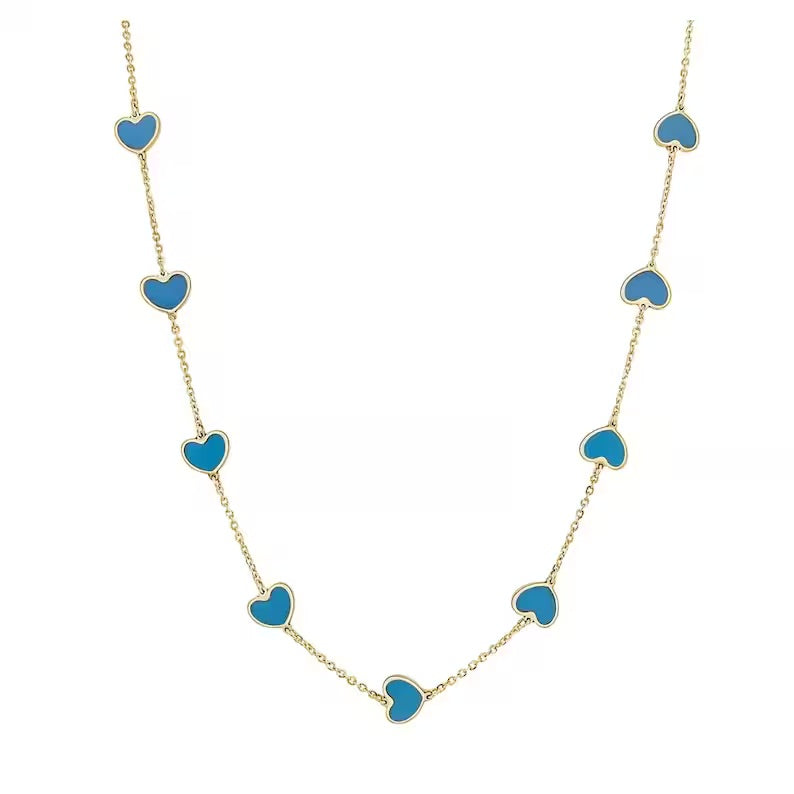Turquoise Heart station necklace